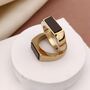 Flat Top Rectangle Thin Brass 18ct Gold Ring, thumbnail 2 of 4