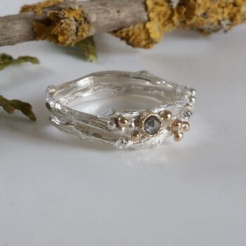 Woodland Mixed Metal Silver And Gold Shaped Ring, 4 of 6