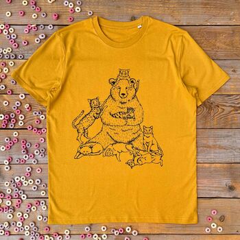 Crazy Cat Bear Organic T Shirt, 2 of 6