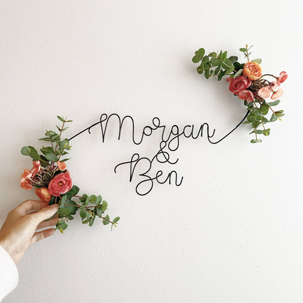 Personalised Couple's Floral Name Sign, 1 of 9