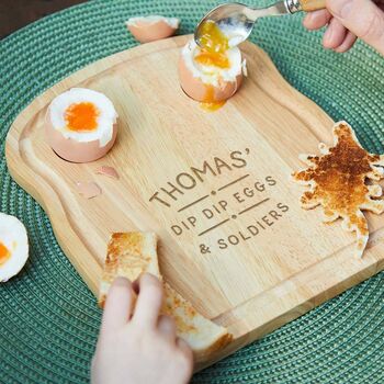 Personalised Dippy Egg And Soldiers Board Gift For Children, 6 of 7