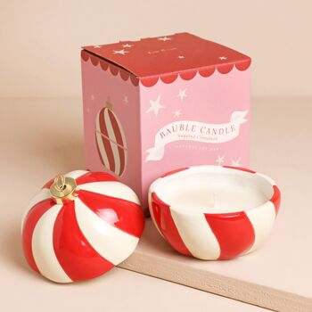 Candy Cane Stripe Bauble Candle, 2 of 9