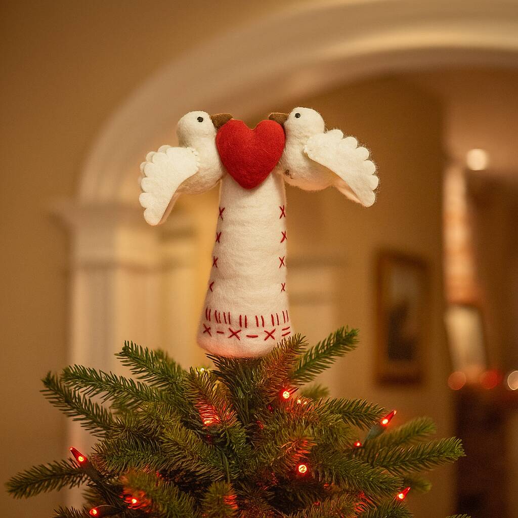 Handmade Felt Delightful Dove Tree Topper, 1 of 3