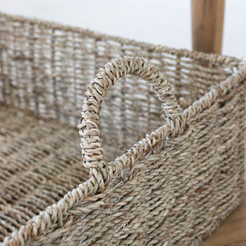 Rectangular Twisted Seagrass Basket With Handles, 2 of 4