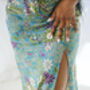 Turquoise Cowl Neck Dress With Side Split, thumbnail 4 of 4