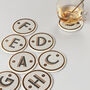 G Decor Pub Black Gold Tile Monogram Alphabet Coasters, thumbnail 2 of 10