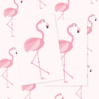 Pink Flamingo Wrapping Paper X Two Sheets, 2 of 3