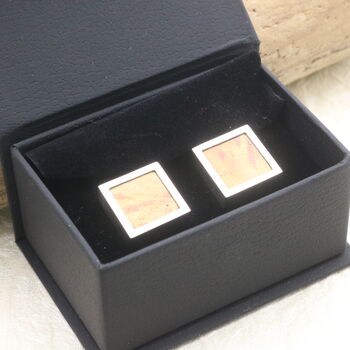 Fossilised Wood Sterling Silver Cufflinks, 4 of 5