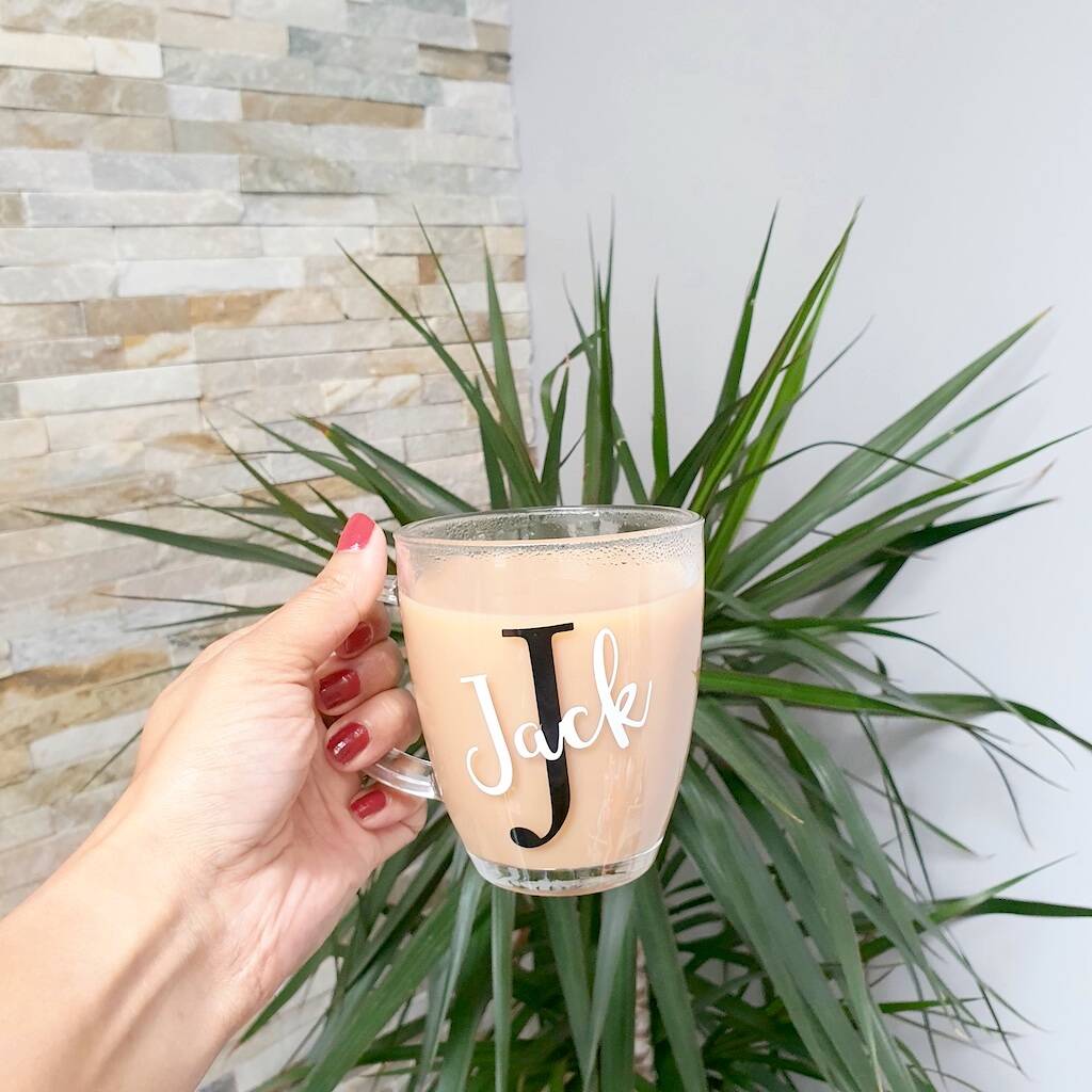 Custom Initial & Name Glass Mug – PRINT'N'GIFT UK