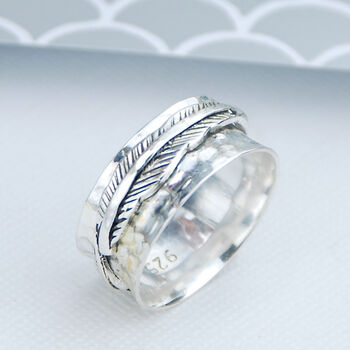 Feather Ring In Hallmarked Sterling Silver, 3 of 8