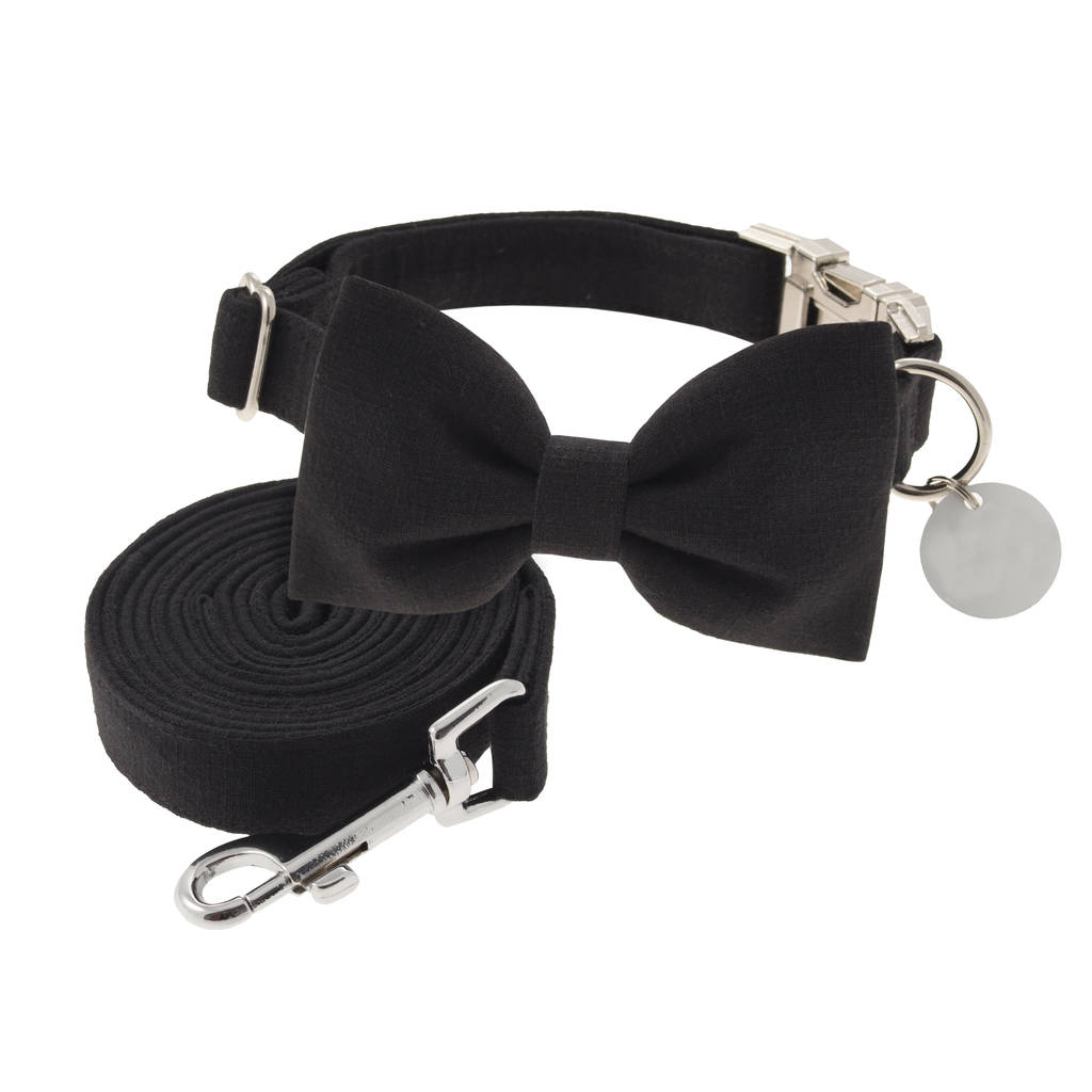 Jet Black Bow Tie Dog Collar By Mbt Studio