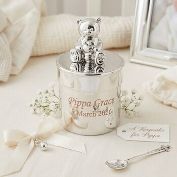 Personalised Teddy Bear Trinket Christening Baby Gift, 4 of 10
