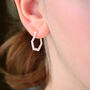 Sterling Silver Hexagon Textured Hoops, thumbnail 1 of 6