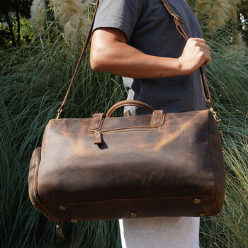 Genuine Leather Holdall With Shoes Storage, 2 of 12