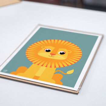 Personalised Kids Lion Art Print, 5 of 7