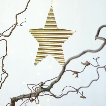 Trio Of Gold Tin Christmas Ornament, 7 of 7