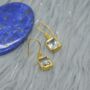 Green Amethyst Silver Drop Square Earrings, thumbnail 3 of 9