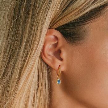 Gold Plated Birthstone Huggie Hoop Earrings, 8 of 12