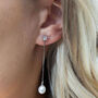 Hanging Pearl On Silver Earrings, thumbnail 1 of 3