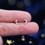 Tiny Crescent Moon Stud Earrings In Sterling Silver, thumbnail 5 of 12