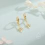 Sterling Silver Opal Starburst Huggie Hoop Earrings, thumbnail 3 of 10