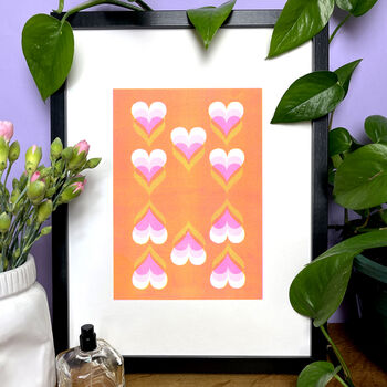 Retro 10 Of Hearts Playing Card Riso Print On Recycled Paper, 2 of 7