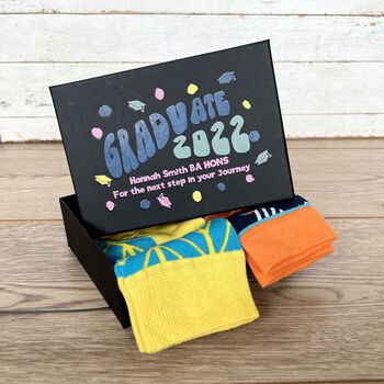 Personalised Graduation Socks In A Box Gift Set, 3 of 4