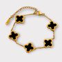 Adina Clover Charm Bracelet Gold Black, thumbnail 1 of 5