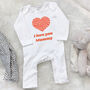 I Love You Daddy Heart Babygrow, thumbnail 4 of 5