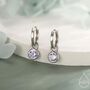 Sterling Silver June Birthstone Alexandrite Crystal Drop Hoop Earrings, thumbnail 1 of 11