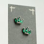 Emerald And Sterling Silver Crown Earrings, thumbnail 2 of 8