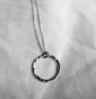 Handmade Hammered Silver Or Gold Circle Sheila Necklace, 6 of 12