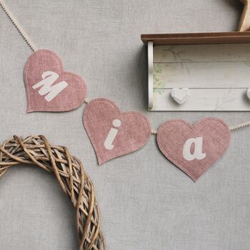 Heart Shaped Bunting In Dusky Pink For Girls Baby Room, 3 of 12