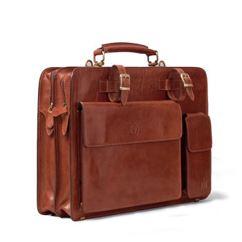 Mens Classic Italian Leather Briefcase. 'The Alanzo', 5 of 12