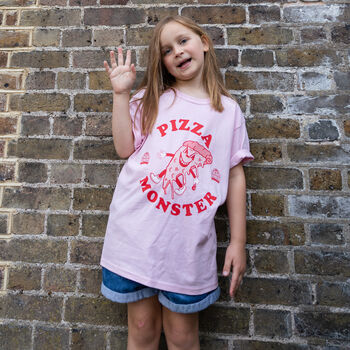 Pizza Monster Girls' Slogan T Shirt, 3 of 4