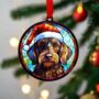 Dachshund Wirehaired In Santa Hat Suncatcher Decoration, thumbnail 3 of 6