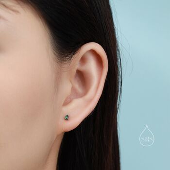 Black Cz Droplet Huggie Hoop Earrings Two, 8 of 11