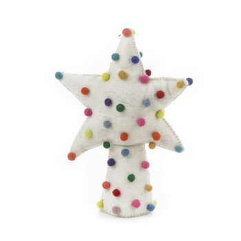 Handmade Felt Pompom Star Tree Topper, 2 of 3