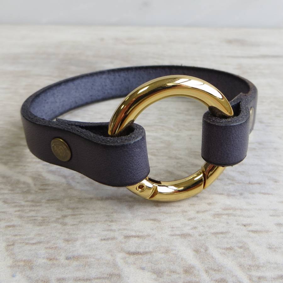 personalised leather and gate ring bracelet for men by gracie collins ...