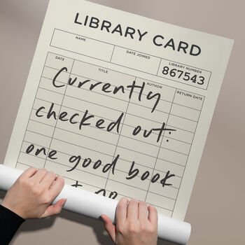 Personalised Library Card Print | Book Lover Wall Art, 5 of 6