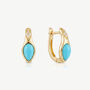 Genuine Turquoise Stone Huggie Hoop Earrings, thumbnail 1 of 5