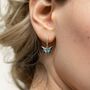 Enamel Blue Butterfly Huggie Earrings, thumbnail 2 of 4
