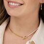 Half Pearl And Half Chain T Bar Necklace, thumbnail 1 of 7