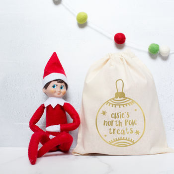 Personalised Christmas Elf North Pole Treat Bag, 2 of 3