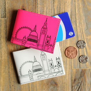 Recycled Leather London Skyline Travel Card Holder, 3 of 4