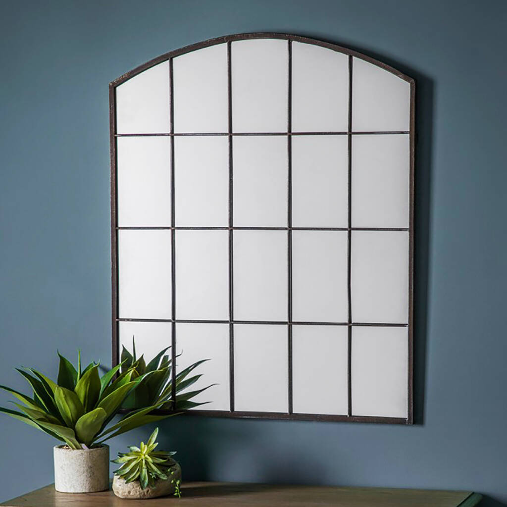 Rounded Black Window Mirror By Primrose & Plum