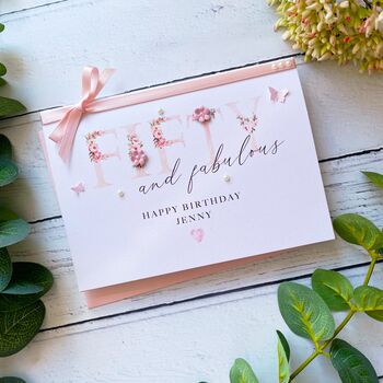 Fifty And Fabulous Handmade Birthday Card, 2 of 7