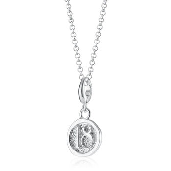 Sterling Silver Number 18 Charm Necklace, 2 of 5