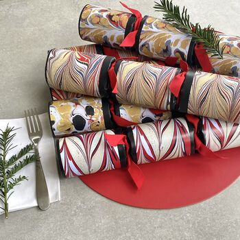 Christmas Crackers Rudolph Red Marbling Luxe Gifts, 3 of 4