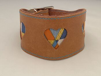 Tan Leather Collar, Abstract Print Heart Cut Outs, 2 of 8